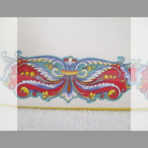 Vtg Italian Ceramica Nova Deruta Serving Platter Decorated--Decal & Hand Painted - Picture 6 of 11